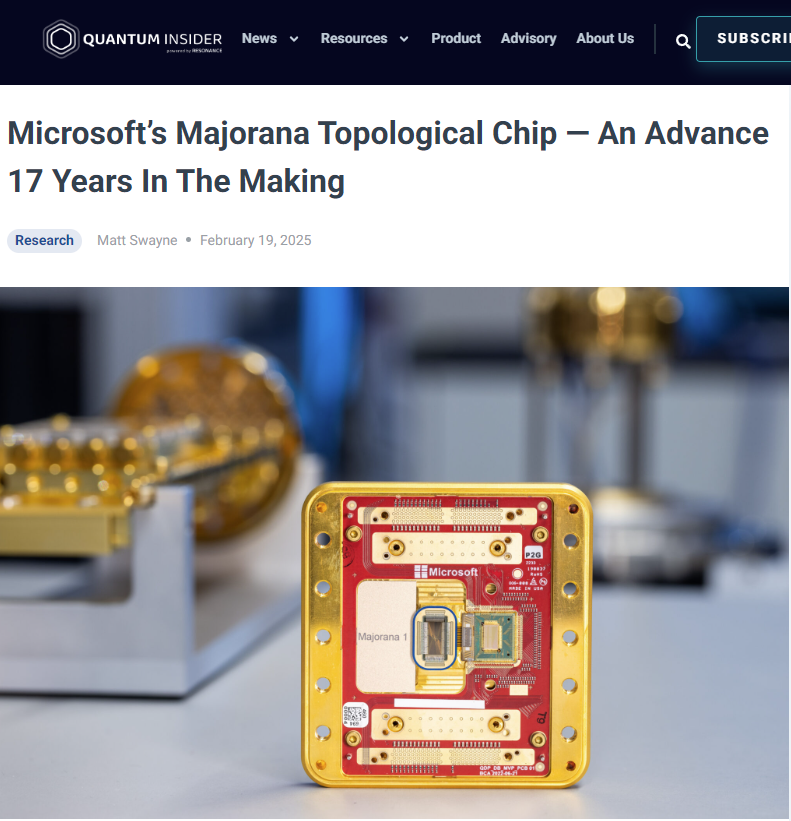 MS의 Majorana 토폴로지 칩_ 17년 만에 이룬 진전